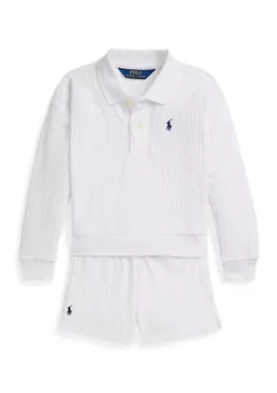 Girls 2-6x Mini-Cable Terry Polo Shirt & Short