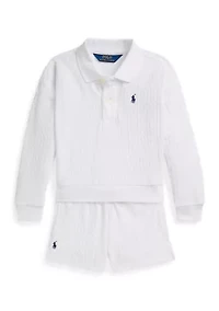 Girls 2-6x Mini-Cable Terry Polo Shirt & Short