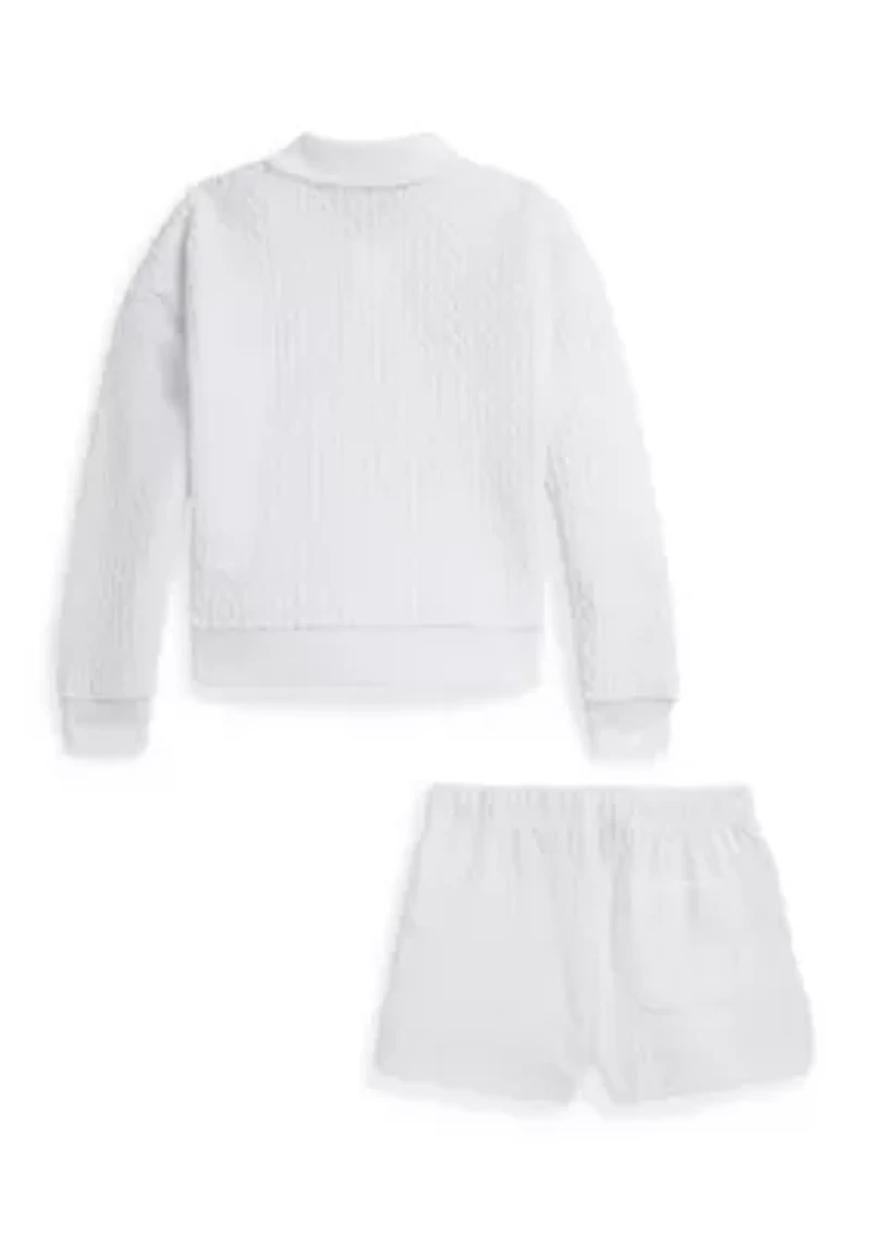 Girls 2-6x Mini-Cable Terry Polo Shirt & Short
