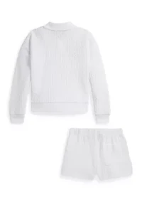 Girls 2-6x Mini-Cable Terry Polo Shirt & Short