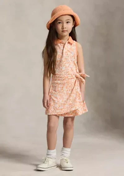 Girls 2-6x Pineapple Faux-Wrap Mesh Polo Dress