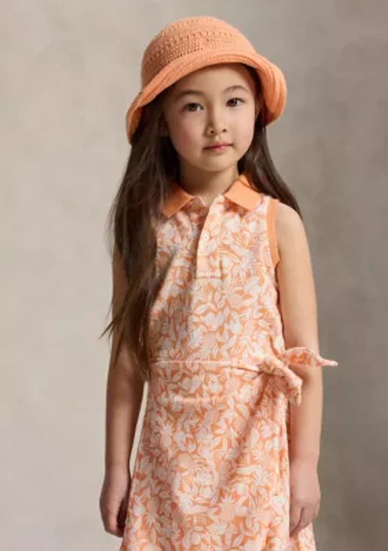 Girls 2-6x Pineapple Faux-Wrap Mesh Polo Dress