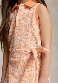Girls 2-6x Pineapple Faux-Wrap Mesh Polo Dress
