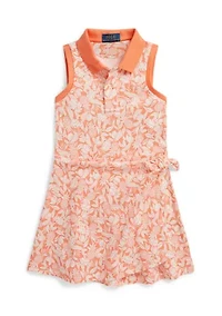Girls 2-6x Pineapple Faux-Wrap Mesh Polo Dress