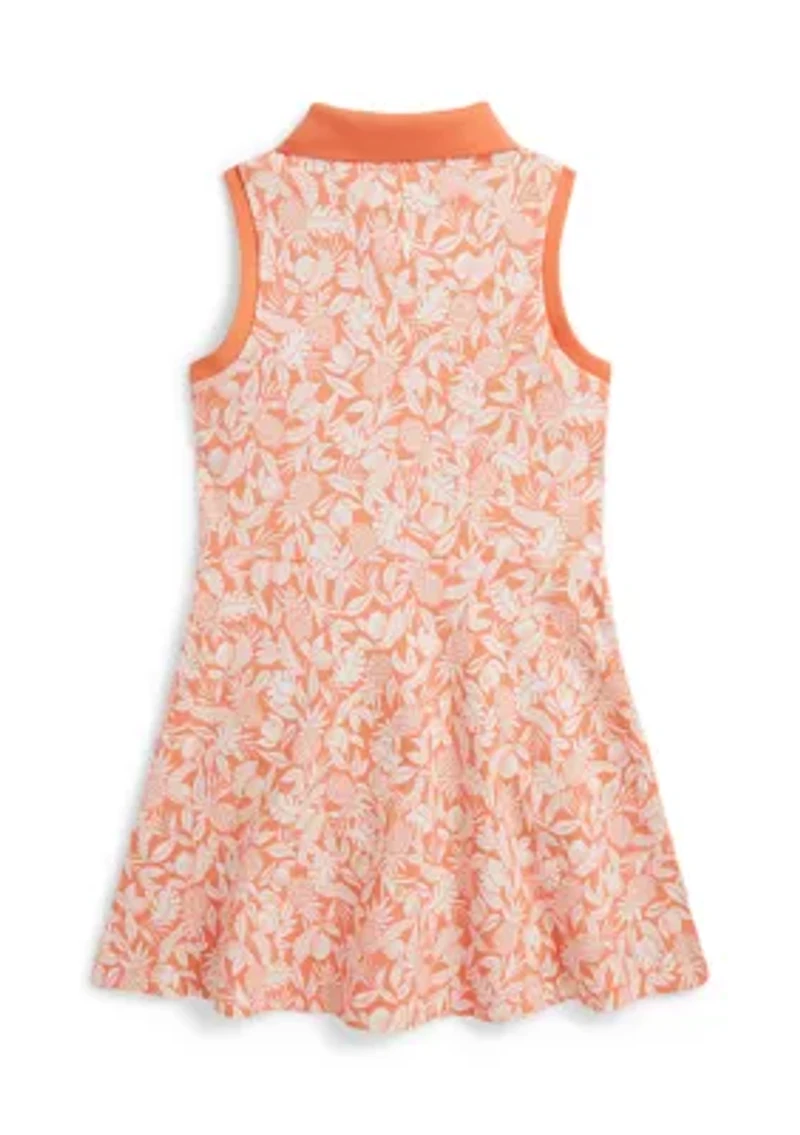 Girls 2-6x Pineapple Faux-Wrap Mesh Polo Dress