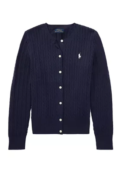Girls 7-16 Mini-Cable Cotton Cardigan