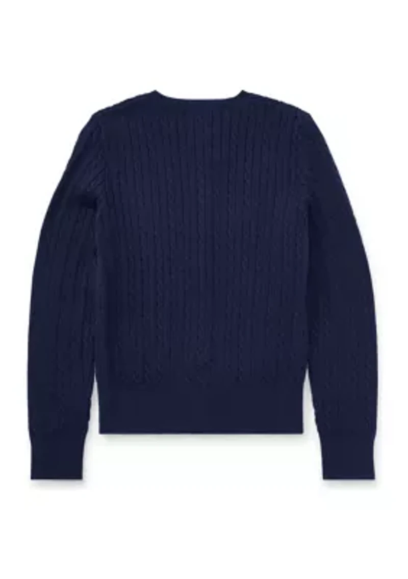 Girls 7-16 Mini-Cable Cotton Cardigan
