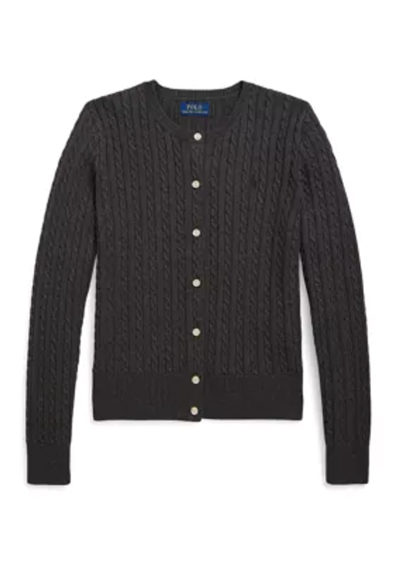 Girls 7-16 Mini-Cable Cotton Cardigan