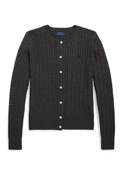 Girls 7-16 Mini-Cable Cotton Cardigan