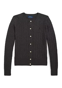 Girls 7-16 Mini-Cable Cotton Cardigan