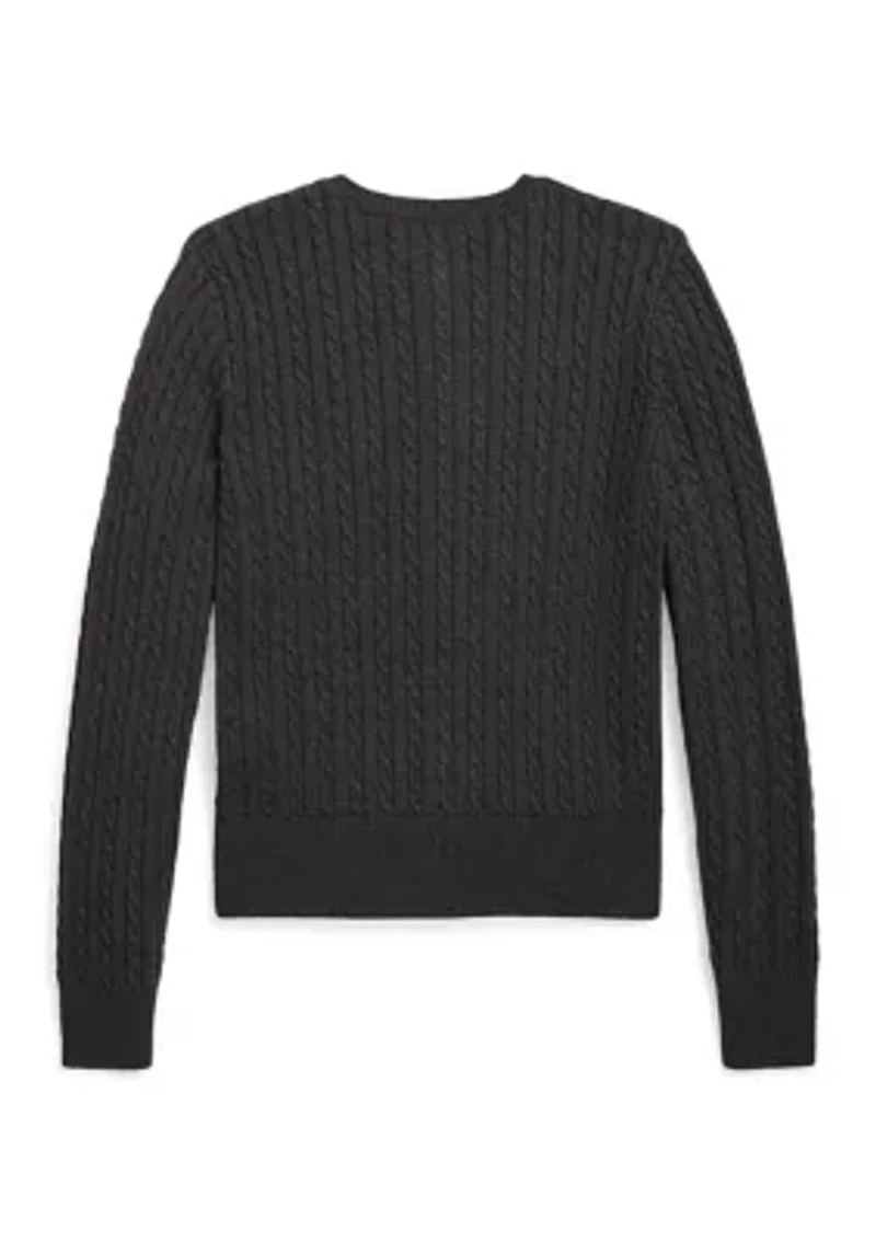 Girls 7-16 Mini-Cable Cotton Cardigan