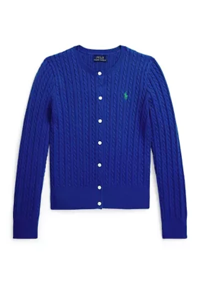 Girls 7-16 Mini-Cable Cotton Cardigan
