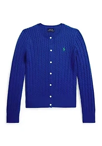 Girls 7-16 Mini-Cable Cotton Cardigan