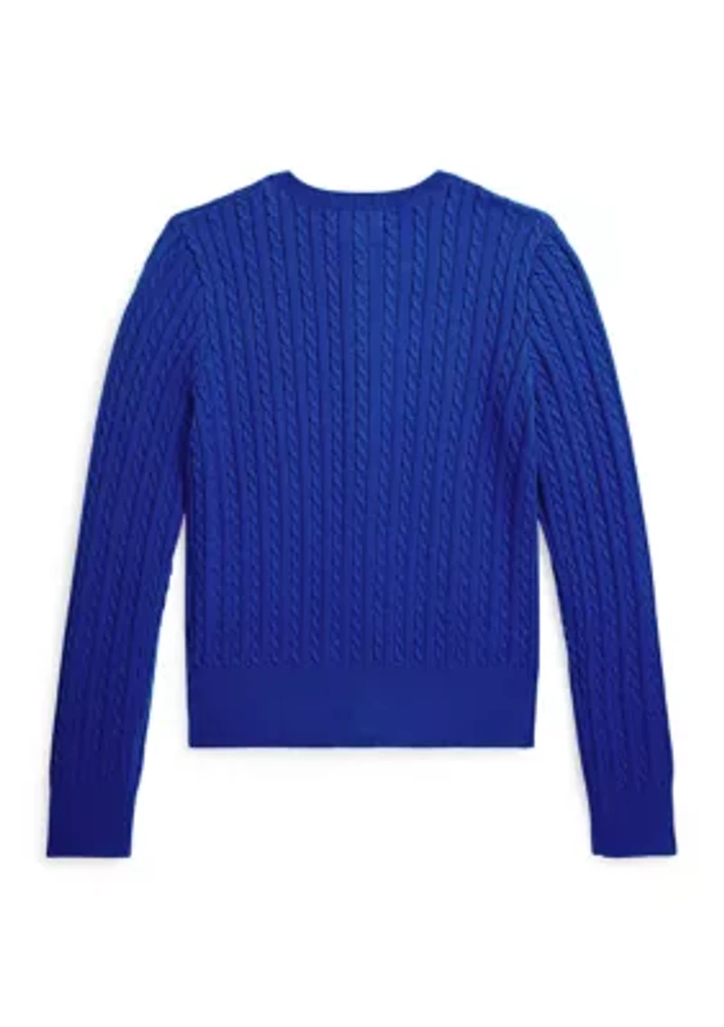 Girls 7-16 Mini-Cable Cotton Cardigan