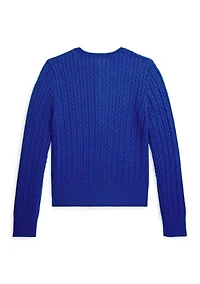 Girls 7-16 Mini-Cable Cotton Cardigan