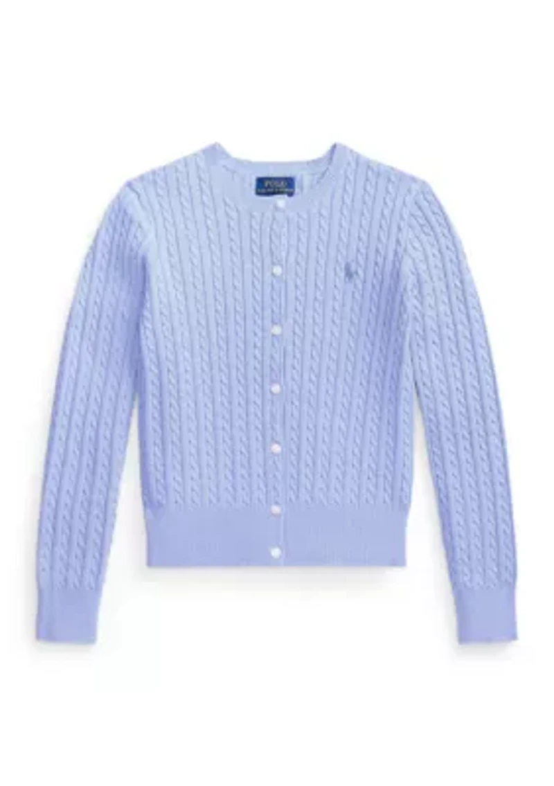 Girls 7-16 Mini-Cable Cotton Cardigan