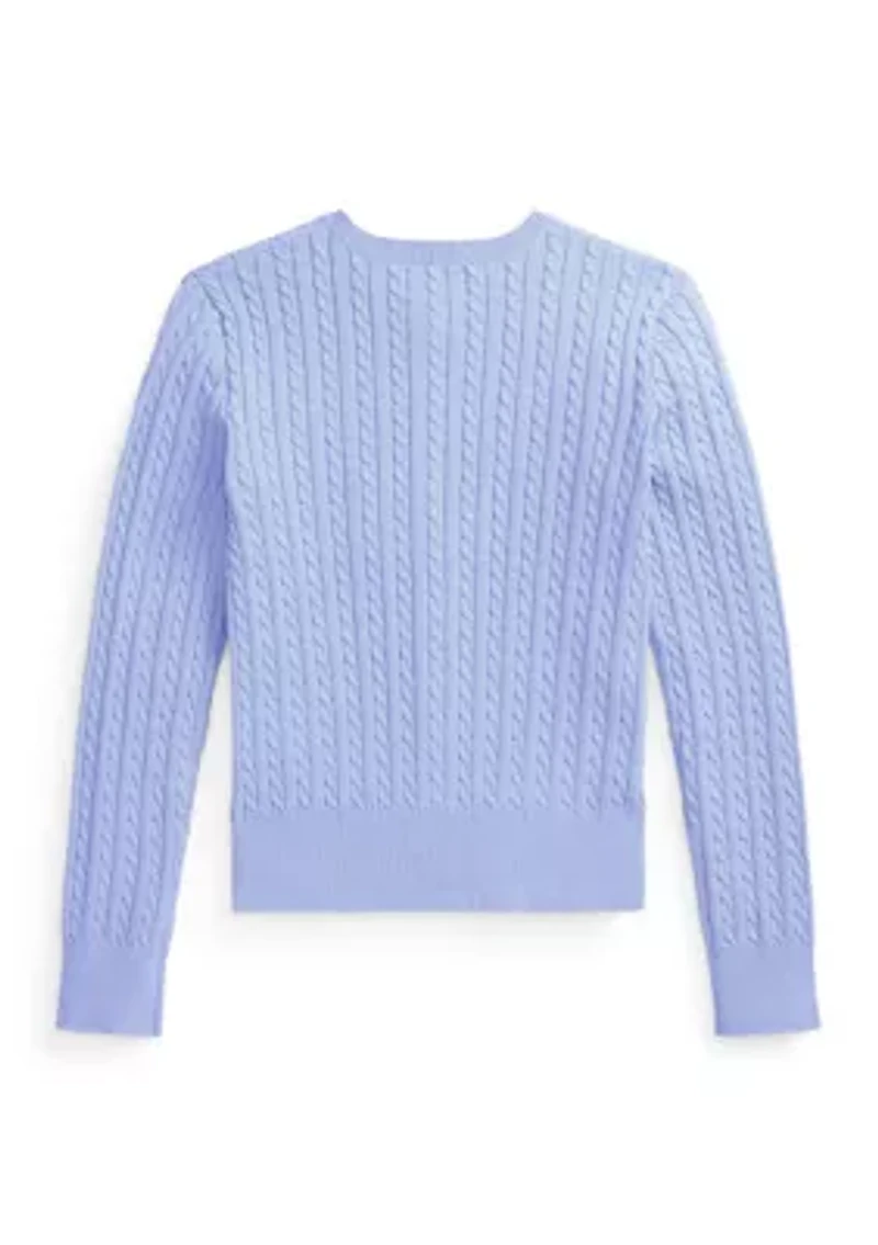 Girls 7-16 Mini-Cable Cotton Cardigan