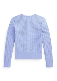 Girls 7-16 Mini-Cable Cotton Cardigan