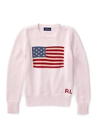 Girls 7-16 Flag Cotton Crewneck Sweater
