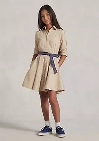Belted Cotton Chino Shirtdress