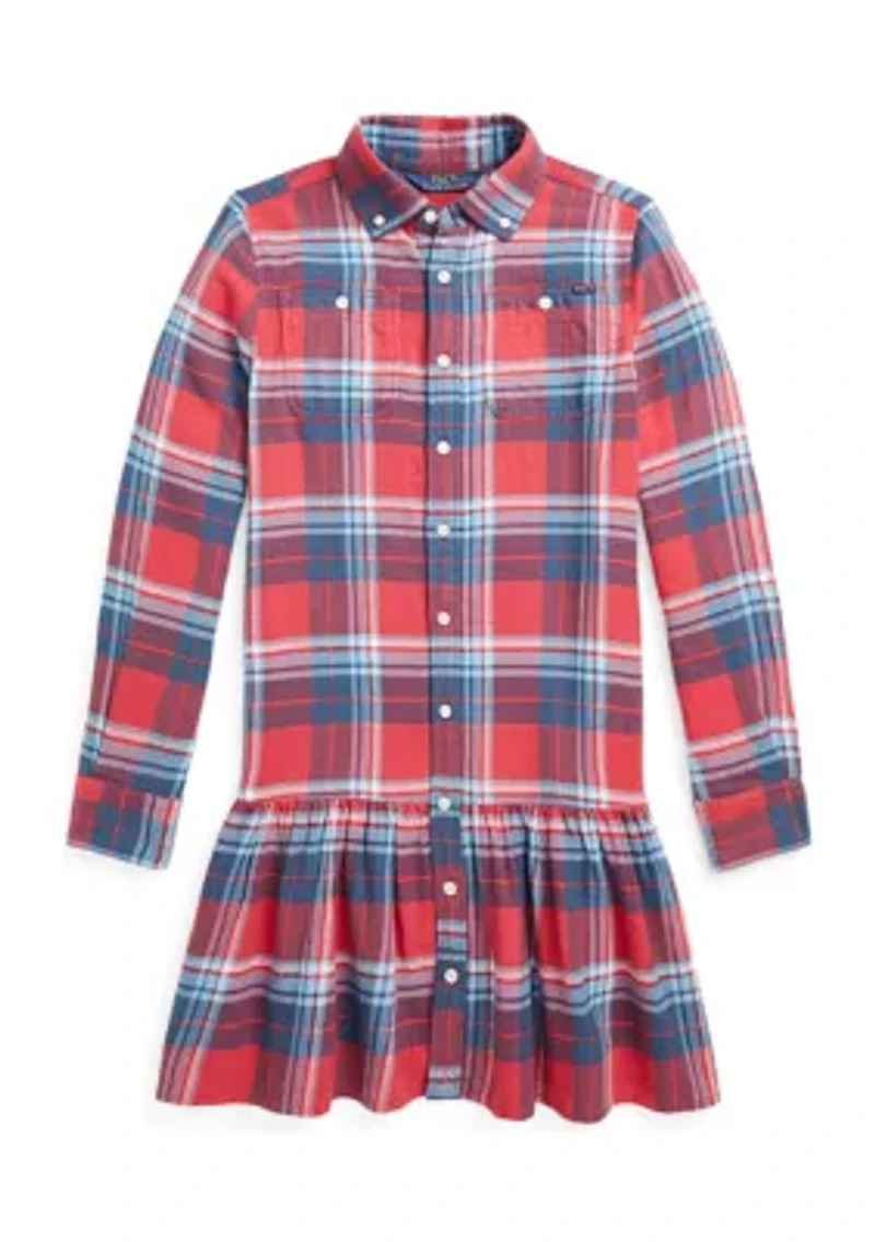 Girls 7-16 Plaid Cotton Twill Shirtdress