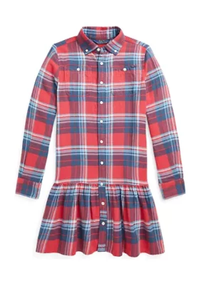 Girls 7-16 Plaid Cotton Twill Shirtdress