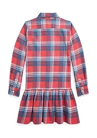 Girls 7-16 Plaid Cotton Twill Shirtdress