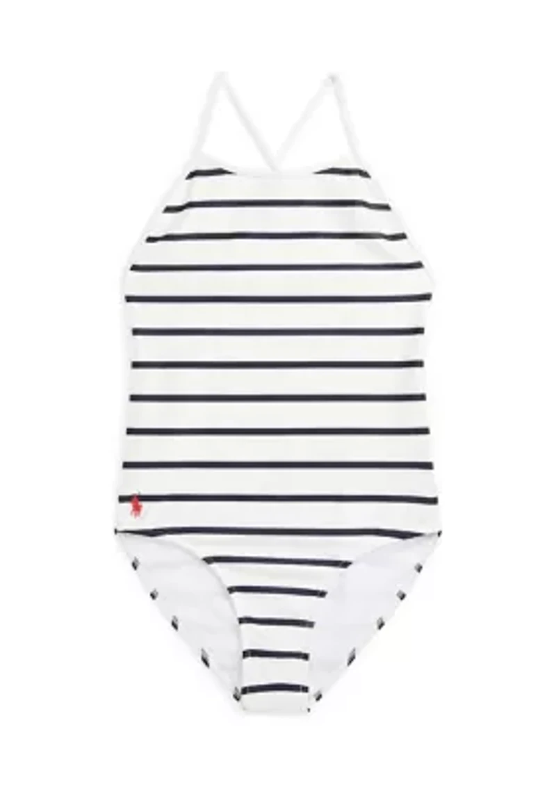 Girls 7-16 Striped Stretch One-Piece Swimsuit