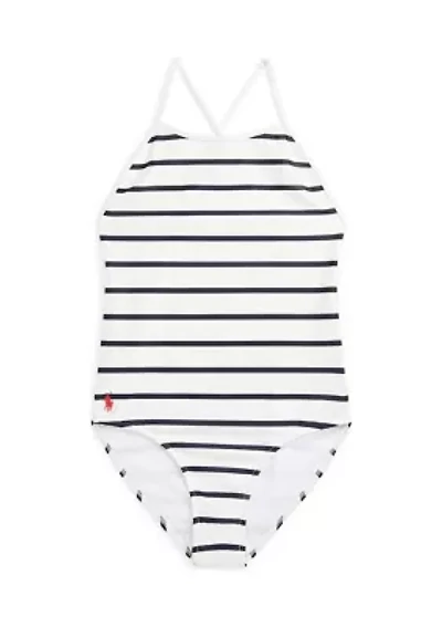 Girls 7-16 Striped Stretch One-Piece Swimsuit