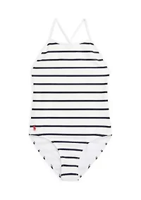 Girls 7-16 Striped Stretch One-Piece Swimsuit