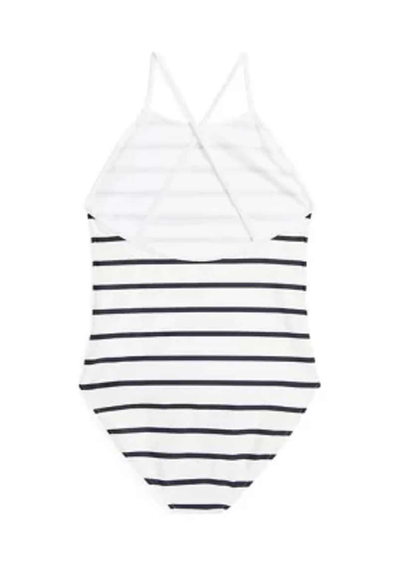 Girls 7-16 Striped Stretch One-Piece Swimsuit