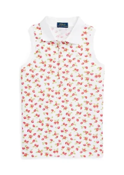 Girls 7-16 Strawberry Mesh Sleeveless Polo Shirt