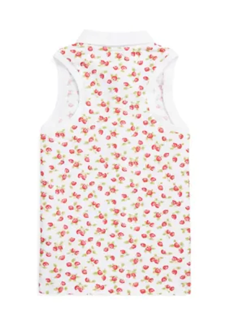 Girls 7-16 Strawberry Mesh Sleeveless Polo Shirt