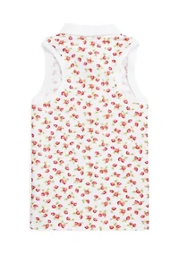 Girls 7-16 Strawberry Mesh Sleeveless Polo Shirt