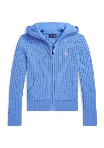 Girls 7-16 Mini Cable Cotton Full Zip Hoodie