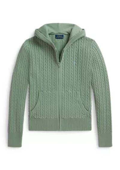 Girls 7-16 Mini-Cable Cotton Full-Zip Hoodie