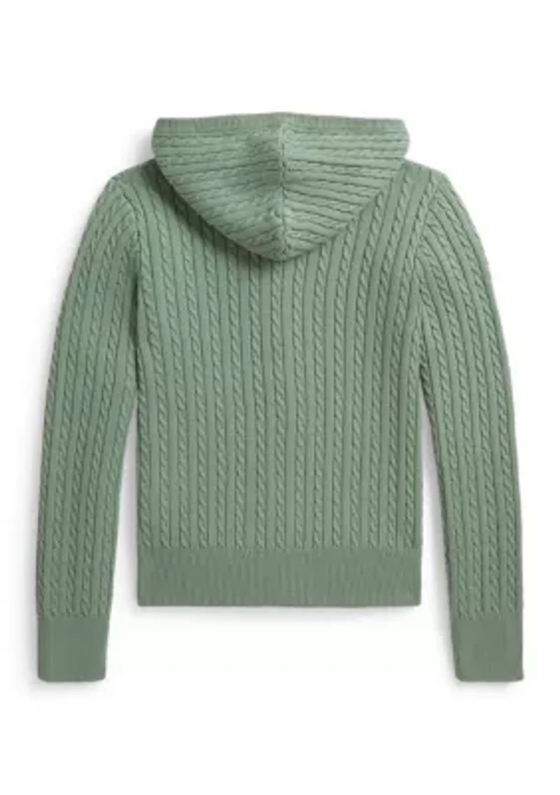 Girls 7-16 Mini-Cable Cotton Full-Zip Hoodie