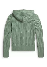 Girls 7-16 Mini-Cable Cotton Full-Zip Hoodie
