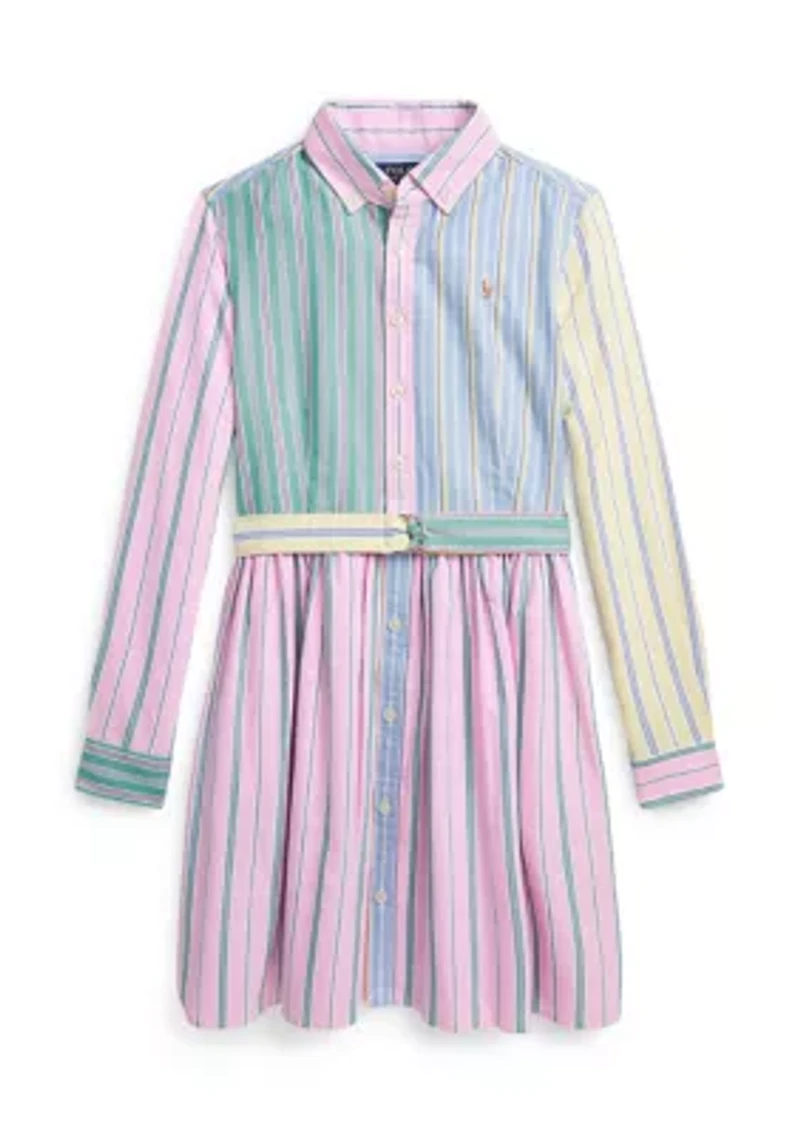Girls 7-16 Belted Cotton Oxford Fun Shirtdress