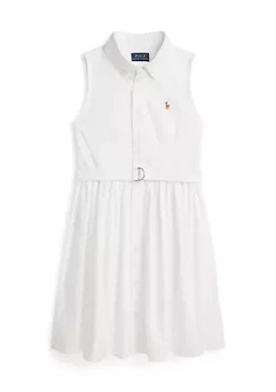 Girls 7-16 Belted Cotton Oxford Shirtdress