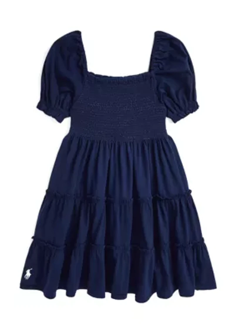 Girls 7-16 Smocked Cotton Jersey Dress