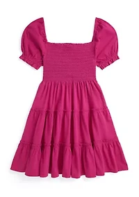 Girls 7-16 Smocked Cotton Jersey Dress