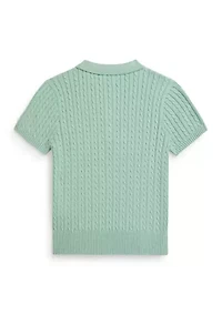 Girls 7-16 Mini-Cable Cotton Polo Sweater