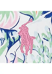 Girls 7-16 Tropical Print Ruffled Cotton Romper