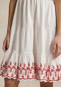 Girls 7-16 Smocked Eyelet Cotton Jersey Dress