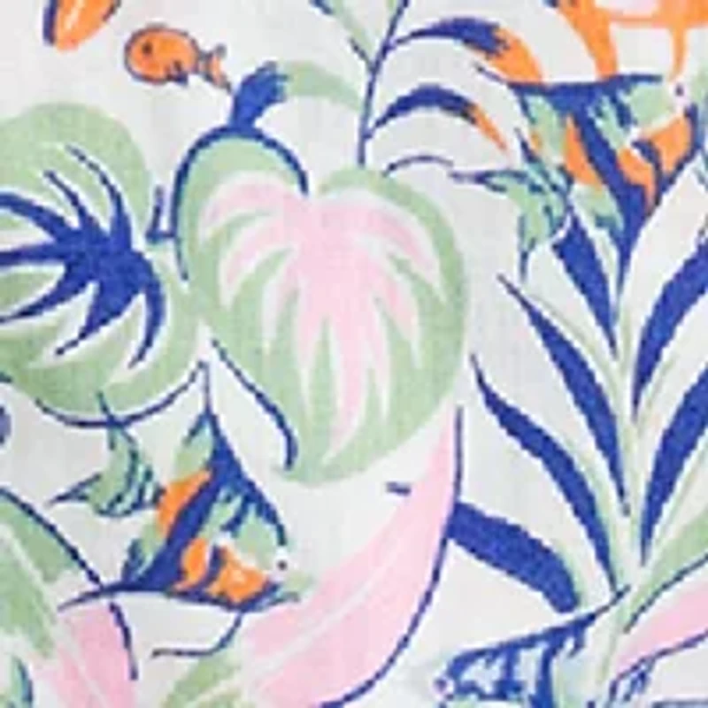 Girls 7-16 Tropical Print Linen Cotton Dress