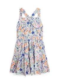 Girls 7-16 Tropical Print Linen Cotton Dress