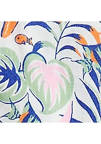 Girls 7-16 Tropical Print Linen Cotton Dress