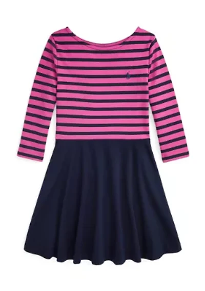 Girls 7-16 Striped Ponte Dress
