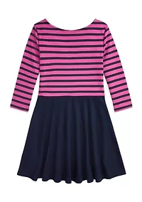 Girls 7-16 Striped Ponte Dress